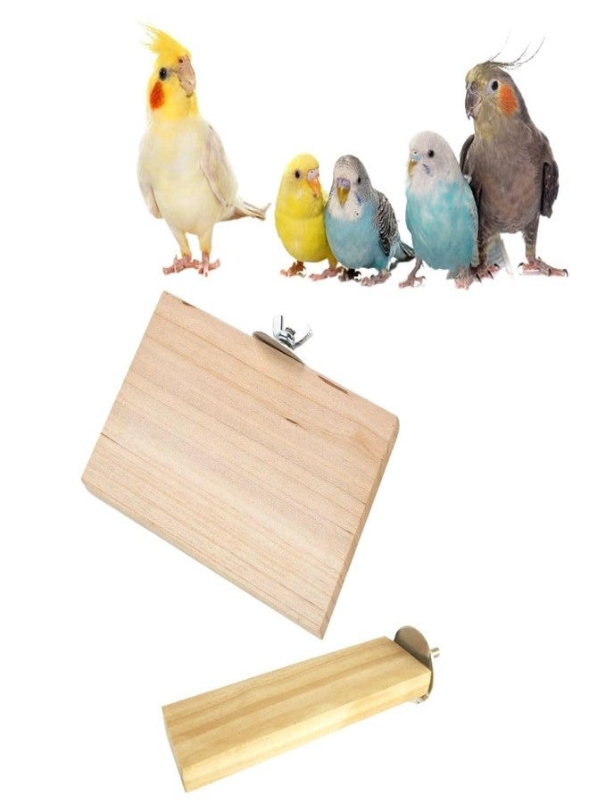 Sage Square Wooden Stand Platform Made of Natural Wood Combo of Two (2 * 5.5 & 6 * 4.5 inches) Rectangle Shaped Perch Stand, Cage Accessories, Gym, Playful Toy, Suitable for Birds, Parrots, Budgies - Image 1